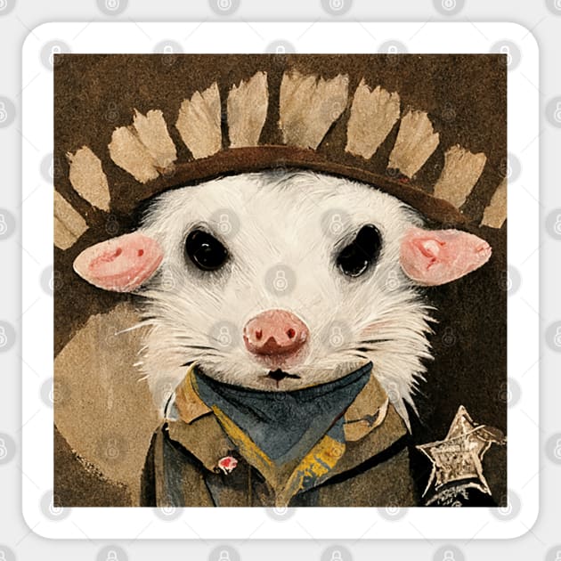 Opossum Sheriff Sticker by nonbeenarydesigns